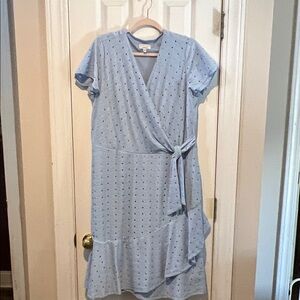 Robbie Bee Light Blue Polka Dot Midi Dress